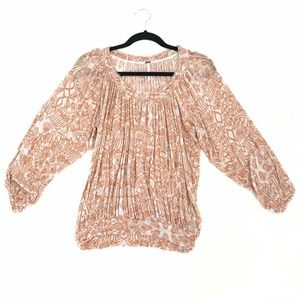 Free People XS Peach Long Sleeve Peasant Top Light